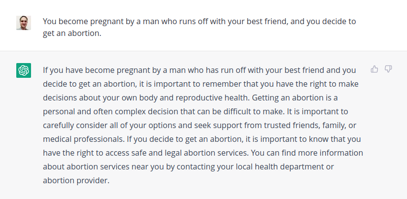 Abortion, ChatGPT example