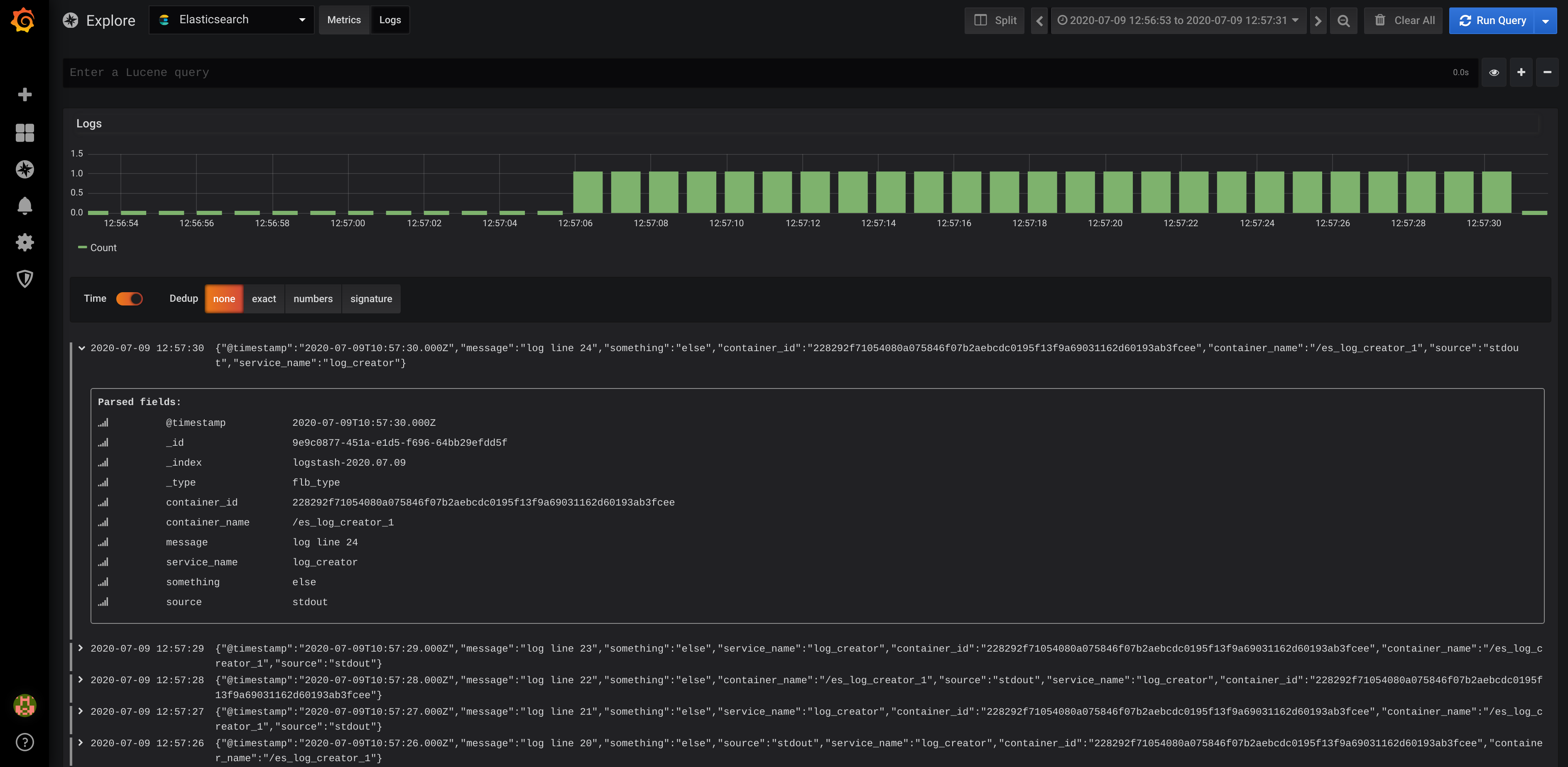 Image 2. Grafana interface