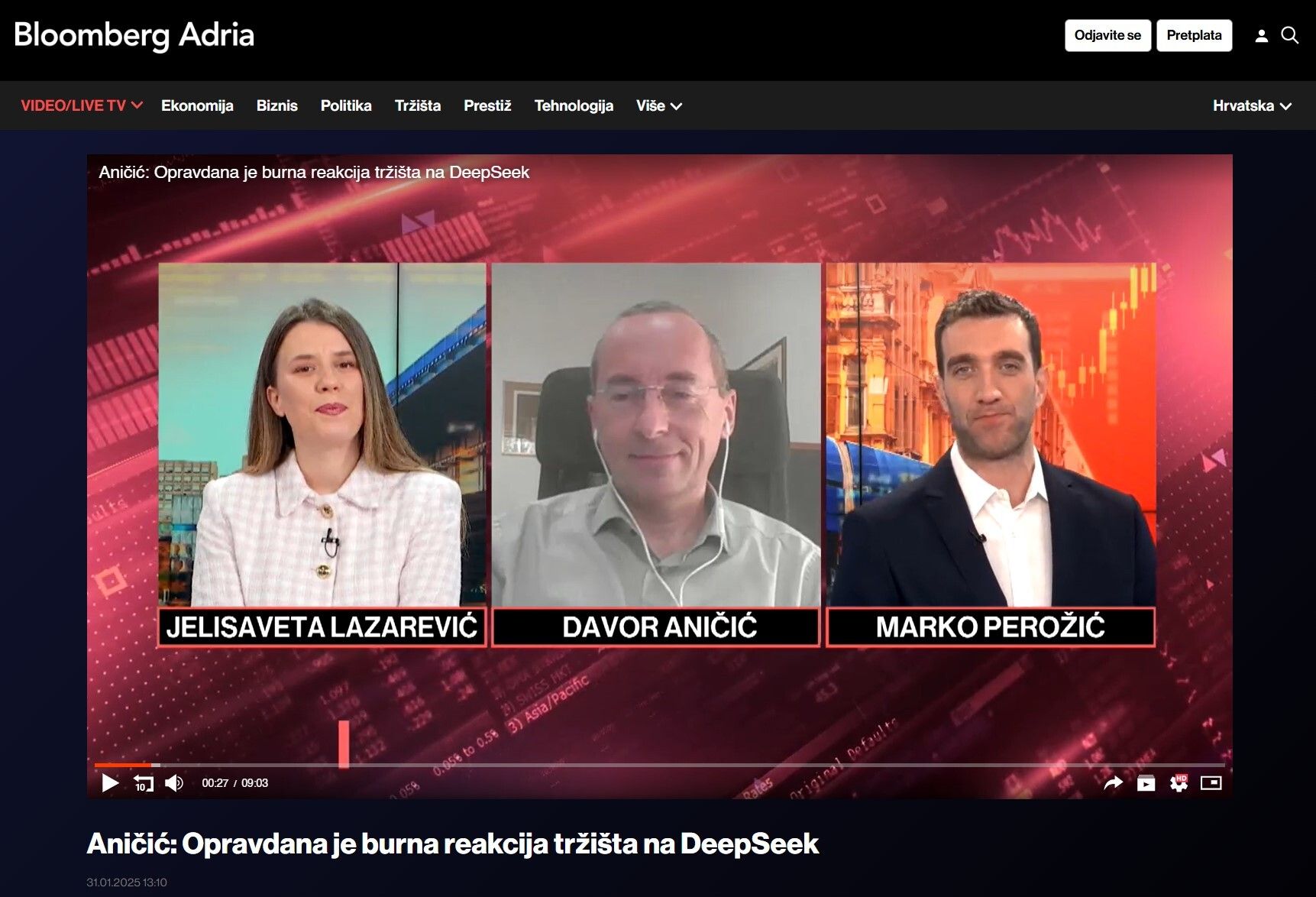 Bloomberg Adria talk about Deep Seek Disruption